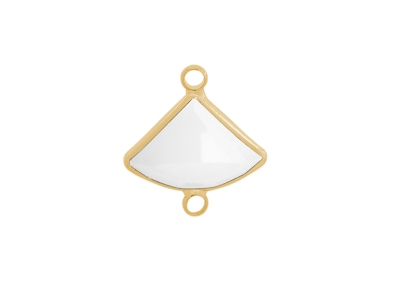 facettierter Glasanhnger 2 Ringe 13x18mm gold opalweiss