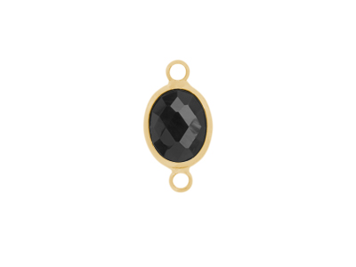 facettierter Glasanhnger 2 Ringe oval gold schwarz