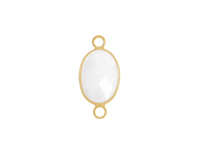 facettierter Glasanhnger 2 Ringe oval gold opalweiss