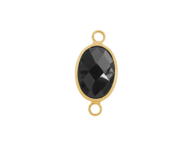 facettierter Glasanhnger 2 Ringe oval gold schwarz