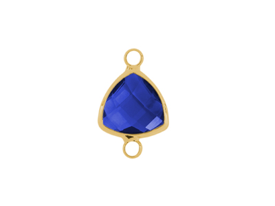 facettierter Glasanhnger 2 Ringe triangle gold dunkelblau