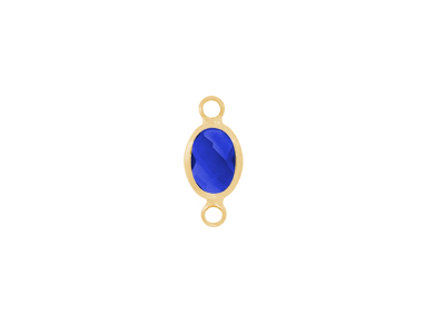 facettierter Glasanhnger 2 loops oval gold dunkelblau