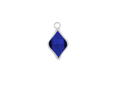 faceted glass pendant 9x14mm silver dark blue