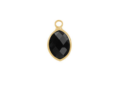 facettierter Glasanhnger Leaf 9x12mm gold schwarz