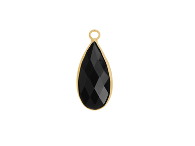 facettierter Glasanhnger Tropfen 10x12mm gold schwarz