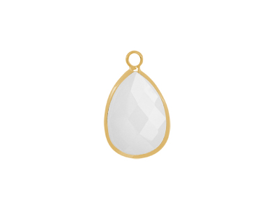 facettierter Glasanhnger Tropfen 13x18mm gold opalweiss