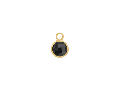 faceted glass pendant circle 6mm gold black