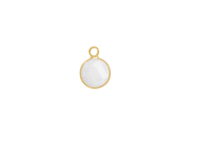 facettierter Glasanhnger circle 8mm gold opalweiss