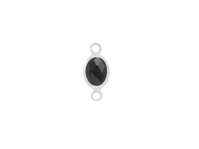 facettierter Glasanhnger oval 2 Ringe circle silber schwarz