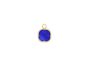 facettierter Glasanhnger square 8x8mm gold dunkelblau