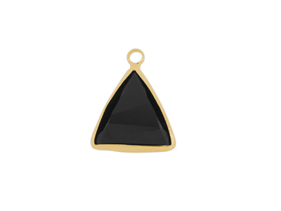 facettierter Glasanhnger triangle 15x15mm gold schwarz