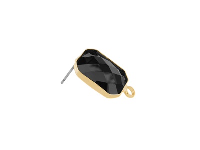 Stud earrings with metal frame Rechteck gold schwarz