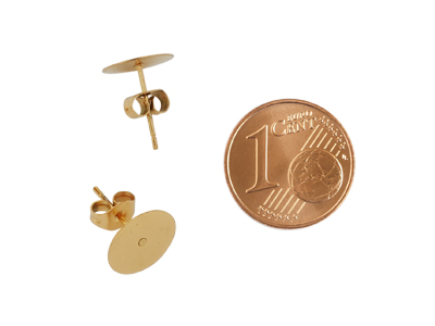 goldene Edelstahl Ohrstecker mit groer 10mm Klebeflche