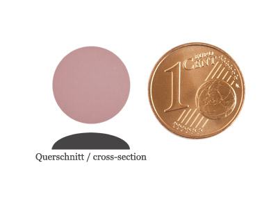 matte runde Cabochones 12mm, Antique-Pink, Bild 2 mit Grenvergleich