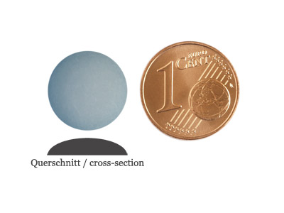 matte runde Cabochones 12mm, Denim-Blue, Bild 2 mit Grenvergleich