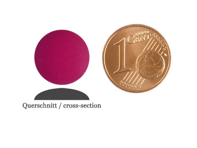 matte runde Cabochones 12mm, Fuchsia, Bild 2 mit Grenvergleich