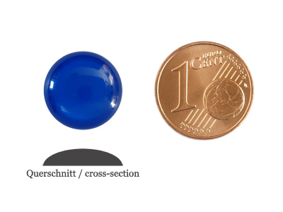 glnzende runde Cabochones 12mm, Majestic Blue, Bild 2 mit Grenvergleich