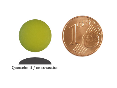 matte runde Cabochones 12mm, Olivine, Bild 2 mit Grenvergleich