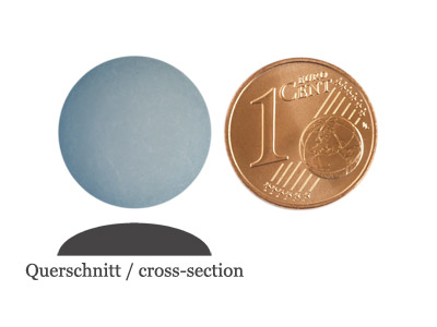 matte runde Cabochones 16mm, Denim-Blue, Bild 2 mit Grenvergleich