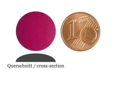 matte runde Cabochones 16mm, Fuchsia, Bild 2 mit Grenvergleich