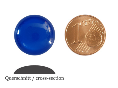 glnzende runde Cabochones 16mm, Majestic-Blue, Bild 2 mit Grenvergleich