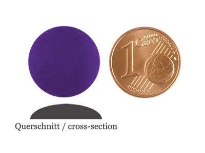 matte runde Cabochones 16mm, Purple, Bild 2 mit Grenvergleich