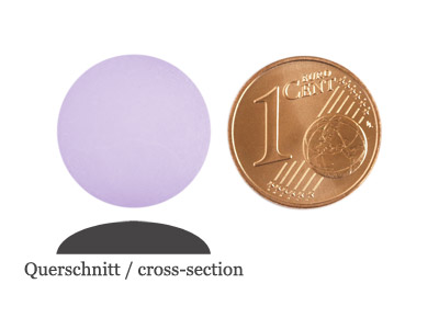 matte runde Cabochones 16mm, Violet, Bild 2 mit Grenvergleich