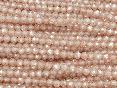 facettierte Zirkonia Perlen rund 3mm, Farbe Champagne