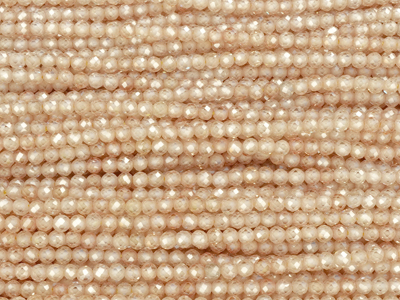 facettierte Zirkonia Perlen rund 2mm, Farbe Light Champagne